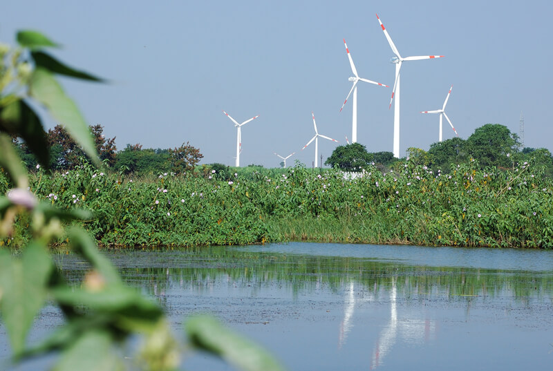 A Suzlon Group manufactured wind farm in Dhule, India